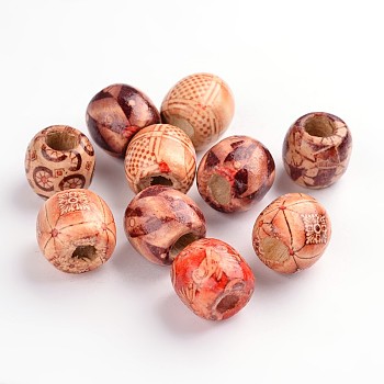 Hot 16mm Mixed Natural Wood Round Beads, for Jewelry Making Loose Spacer Charms, Mixed Color, 16x17x17mm, Hole: 7mm, about 600pcs/1000g