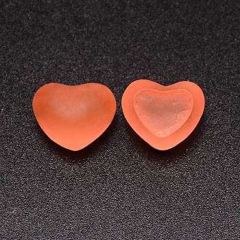 Transparent Resin Cabochons, Imitation Jell, Heart, Coral, 15.5x19x12mm