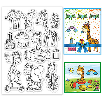PVC Plastic Stamps, for DIY Scrapbooking, Photo Album Decorative, Cards Making, Stamp Sheets, Giraffe Pattern, 16x11x0.3cm