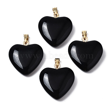 Golden Black Heart Iron+Glass Pendants