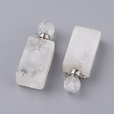 Stainless Steel Color Cuboid Quartz Crystal Pendants