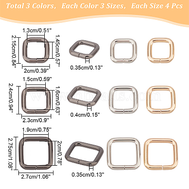 Bague à boucle carrée en fer de style wadorn® 36pcs 9(DIY-WR0006-68)-2