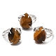 Natural Tiger Eye Teardrop Adjustable Rings(RJEW-K241-03P-12)-4