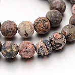 Frosted Round Natural Leopard Skin Jasper Bead Strands, 6mm, Hole: 0.8mm, about 56~58pcs/strand, 14.76''(37.5cm)(G-J338-07-6mm)