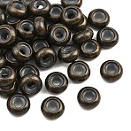 Brass Beads, with Rubber Inside, Slider Beads, Rondelle, Antique Bronze, 7x3.5mm, Hole: 2mm(KK-K197-B-15AB)
