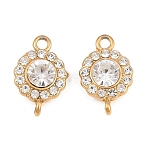 304 Stainless Steel Rhinestone Connector Charms, Flower Links, Ion Plating(IP), Real 18K Gold Plated, Crystal, 18.5x12x5mm, Hole: 2mm(STAS-G398-30G-07)