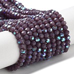 Opaque Glass Beads Strands, Faceted(32 Facets), Round, Old Rose, 3mm, Hole: 0.8mm, about 163~166pcs/strand, 50~51cm(EGLA-A035-P3mm-L11)