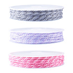 10.5M 3 Colors Braided Polyester Cord, with PET Plastic, for Jewelry Making, Round, with 3Pcs Polypropylene(PP) Spools, Mixed Color, 2mm, about 3.83 yards(3.5m)/color(OCOR-TA0003-83A)