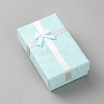 Marble Printed Cardboard Jewelry Set Storage Boxes, Rectangle with Bowknot, Pale Turquoise, 8.1x5.1x2.9cm(CON-TAC0020-03A)