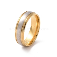 Two Tone 201 Stainless Steel Grooved Line Finger Ring for Women, Golden & Stainless Steel Color, Inner Diameter: 17mm(RJEW-I089-32B)