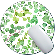 Rubber with Cloth Mouse Pad, Customization Mouse Pad, Flat Round, Leaf Pattern, 20x0.3cm(AJEW-WH0187-040)