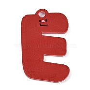 Acrylic Pendants, Letter with Smiley Face , Letter E, 29~38x21.5~34.5x2.3mm, Hole: 3mm(MACR-R002-01E)