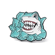 Shark Enamel Pin, Cartoon Alloy Brooch for Backpack Clothes, Electrophoresis Black, Colorful, 20x25x1.5mm(ENAM-B046-16)