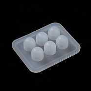 Silicone Bead Molds, Resin Casting Molds, For UV Resin, Epoxy Resin Jewelry Making, Oval, White, 7.2x5.9x1.7cm, hole: 2.5mm, Inner Size: 8mm(DIY-F020-05-A)