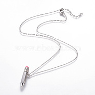 304 Stainless Steel Pendant Necklaces, with Enamel, Pencil, Stainless Steel Color, 460x1mm(NJEW-F264-11P)