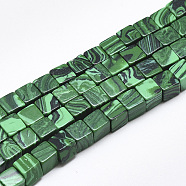 Synthetic Malachite Beads Strands, Cube, 6~6.5x6~6.5x6~6.5mm, Hole: 1mm, about 65pcs/strand, 16.1 inch(G-S357-G17)