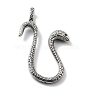 Tibetan Style Alloy Pendants, Snake Charms, Antique Silver, 56.5x35x7mm, Hole: 8x4.5mm(TIBE-L012-041AS-06)