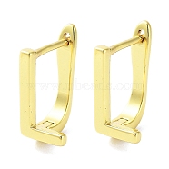 Brass Letter Stud Earrings for Women, Lead Free & Cadmium Free, Real 18K Gold Plated, Letter L, 15.5x7mm(EJEW-A038-01L-G)