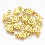 Tibetan Style Alloy Charms, Cadmium Free & Lead Free, Flat Round, Golden, 16x7x1.5mm, Hole: 1.5mm.(EA270Y-G)