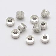 Brass Spacer Beads, Flat Round, Platinum, 4.5x2mm, Hole: 2mm(KK-F708-P)