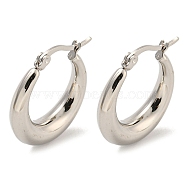 202 Stainless Steel Hoop Earring, with 304 Stainless Steel Pins, Stainless Steel Color, 23.5x5.5mm(EJEW-H003-19P-01)
