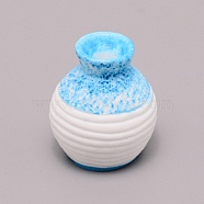 Resin Vase Miniature Flowerpot Ornaments, Micro Landscape Garden Dollhouse Accessories Pretending Prop Decorations, Light Sky Blue, 24.5~25x21~22mm(AJEW-WH0251-96A)