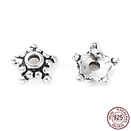 925 Sterling Silver Bead Caps, Flower, Antique Silver, 6.5x2.5mm, Hole: 1.3mm(STER-A041-08AS)