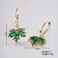 Maple Leaf Delicate Women's Hoop Earrings French Simple Fashion Ear Jewelry, Green, 18x15mm(CW8116-1)