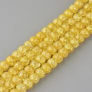 Synthetic Crackle Quartz Beads Strands, Round, Dyed, Gold, 10mm, Hole: 1mm, about 40pcs/strand, 15.7 inch(GLAA-S134-10mm-17)