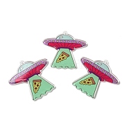 Space Theme Translucent Resin Pendants, Airship Charms, Aquamarine, 46x47x2.5mm, Hole: 1.8mm(RESI-K019-11A)