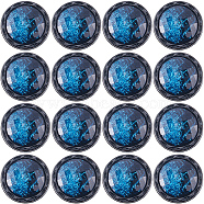 20Pcs 1-Hole Resin Shank Button, with ABS Plastic Findings, Half Round, Blue, 25x14mm, Hole: 3mm(BUTT-GF0003-48B)