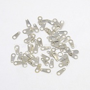 Brass Chain Tab, Platinum Color, about 4mm wide, 8mm long, hole: 1mm(X-EC553-1)