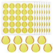 PVC Plastic Waterproof Stickers, Dot Round Self-adhesive Decals, for Helmet, Laptop, Cup, Suitcase Decor, Baseball Pattern, 195x195mm, 25pcs/sheet(DIY-WH0386-18H)