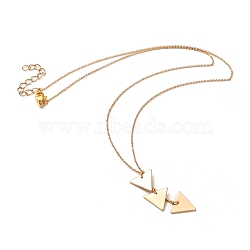 Brass Pendant Necklaces, with Brass Cable Chains & 304 Stainless Steel Lobster Claw Clasps, Triangle, Golden, 20 inch(50.9cm)(NJEW-JN02964)
