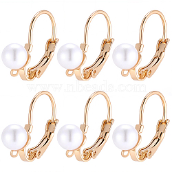 20Pcs Round Brass ABS Imitation Pearl Leverback Earring Findings, Nickel Free, with Loop, Real 18K Gold Plated, 19x5.5x13mm, Hole: 0.9mm, Pin: 0.9mm(KK-BBC0029-04)