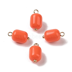 Acrylic Pendants, with Brass Loops, Column, Orange, 16x9.5mm, Hole: 1.6mm(MACR-C033-09B)