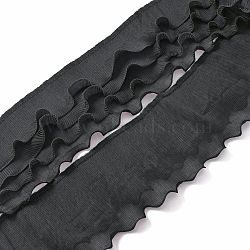 Pleated Chiffon Lace Trim, Black, 4-3/8 inch(110mm)(OCOR-WH0047-05A)