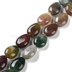 Natural Indian Agate Beads Strands, Flat Teardrop, 13~14x9.5~10x5~5.5mm, Hole: 1.2mm, about 28pcs/strand, 15.16''(38.5cm)(G-K357-A18-01)