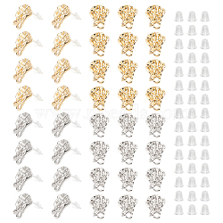 40Pcs 2 Color Alloy Stud Earring Findings, with Hole and 50Pcs Plastic Ear Nuts, Twist Oval, Platinum & Golden, 15x11.5mm, Hole: 2mm, Pin: 0.7mm, 20Pcs/color(FIND-DC0002-19)