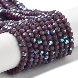 Opaque Glass Beads Strands, Faceted(32 Facets), Round, Old Rose, 3mm, Hole: 0.8mm, about 163~166pcs/strand, 50~51cm(EGLA-A035-P3mm-L11)