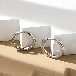 Tarnish Resistant 202 Stainless Steel Huggie Hoop Earrings, Hypoallergenic Earrings, with 316 Surgical Stainless Steel Pin, Stainless Steel Color, 10 Gauge, 17x2mm, Pin: 1mm, Inner Diameter: 12mm(EJEW-F111A-17mm-P)