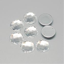Sew on Rhinestone, Transparent Acrylic Rhinestone, Two Holes, Garment Accessories, Faceted, Half Round/Dome, Clear, 25x6mm, Hole: 0.8~1mm(GACR-018-25mm-04)