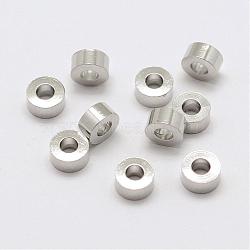 Brass Spacer Beads, Flat Round, Platinum, 4.5x2mm, Hole: 2mm(KK-F708-P)