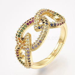 Adjustable Brass Micro Pave Cubic Zirconia Finger Rings, Oval and Teardrop, Golden, Size 8, 18mm(RJEW-S044-014)