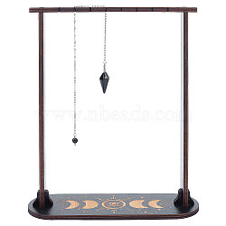 1 Set Small Crystal Display Shelf, Crystal Dowsing Pendulum Display Hanging Holder Stand, with Moon Pattern, with 1Pc Natural Obsidian Drowsing Pendulums, Black, Finish Product: 8x25x30cm(ODIS-CN0001-02A)