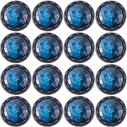 20Pcs 1-Hole Resin Shank Button, with ABS Plastic Findings, Half Round, Blue, 25x14mm, Hole: 3mm(BUTT-GF0003-48B)