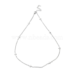 304 Stainless Steel Cross Link Chain Necklace, Stainless Steel Color, 17.52 inch(44.5cm)(NJEW-K249-06P)