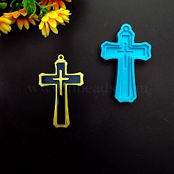 Cross DIY Silicone Pendant Molds, Resin Casting Molds, for UV Resin, Epoxy Resin Craft Making, Deep Sky Blue, 84x54x10.5mm, Hole: 3.4mm(SIMO-G002-05)