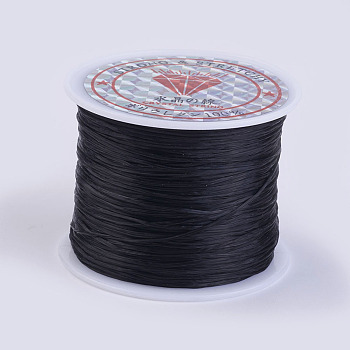 Flat Elastic Crystal String, Elastic Beading Thread, for Stretch Bracelet Making, Black, 0.5mm, about 49.21 yards(45m)/roll