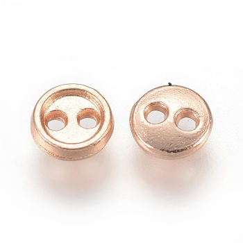 Alloy Buttons, 2-Hole, Flat Round, Golden, 5x1mm, Hole: 1.5mm